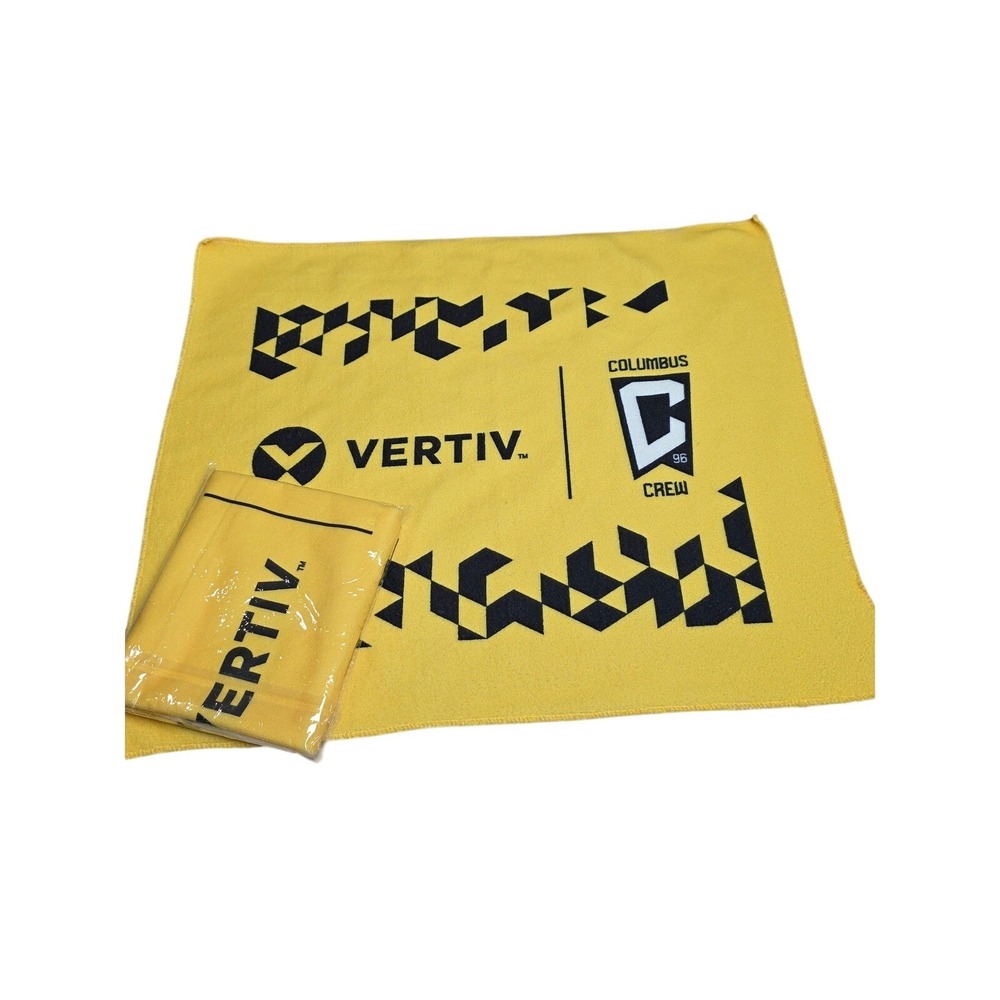MLS Columbus Crew Soccer Rally Towel Yellow‎ Vertiv Sponsor Logo Fan Gear New